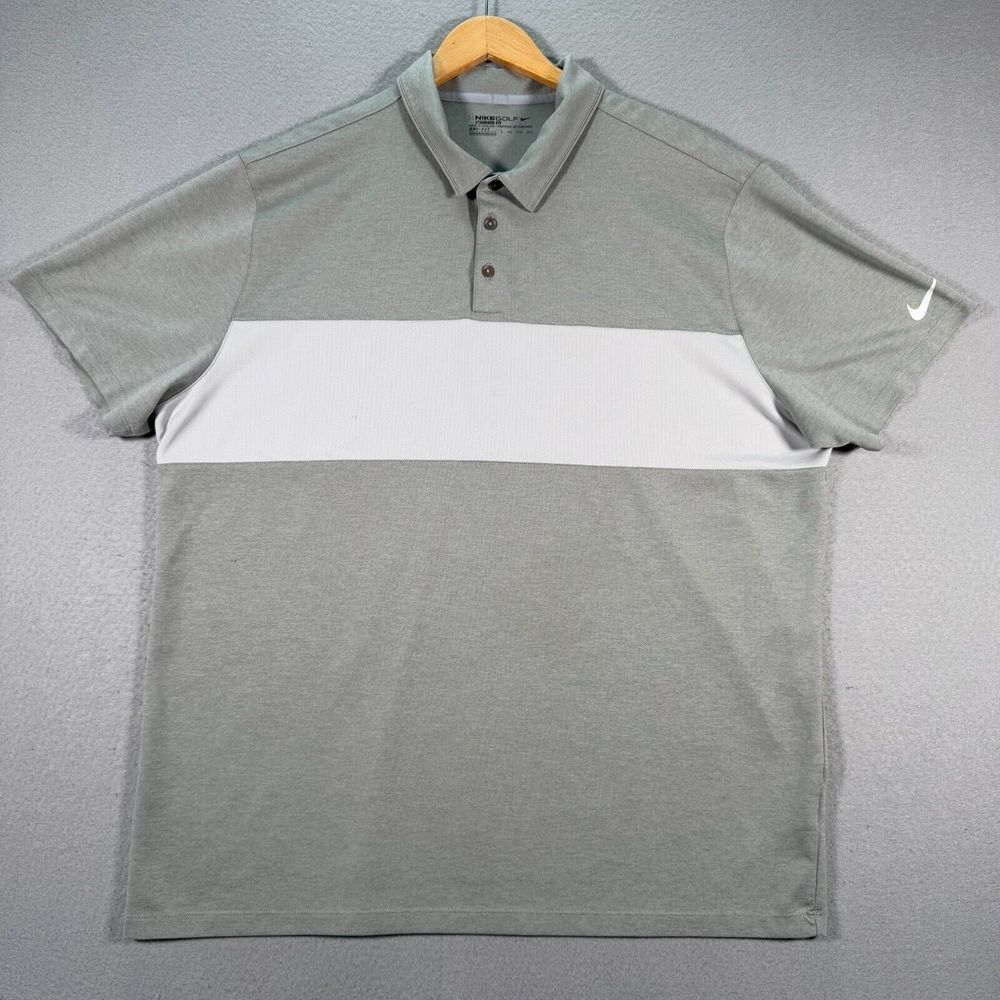 Nike‎ Golf Polo T-Shirt Mens XXL Standard Dri Fit Gray Activewear Swing Sports